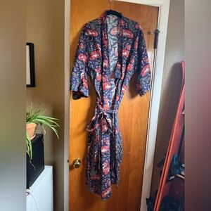 Printfresh Blue and Pink Floral Swan Robe